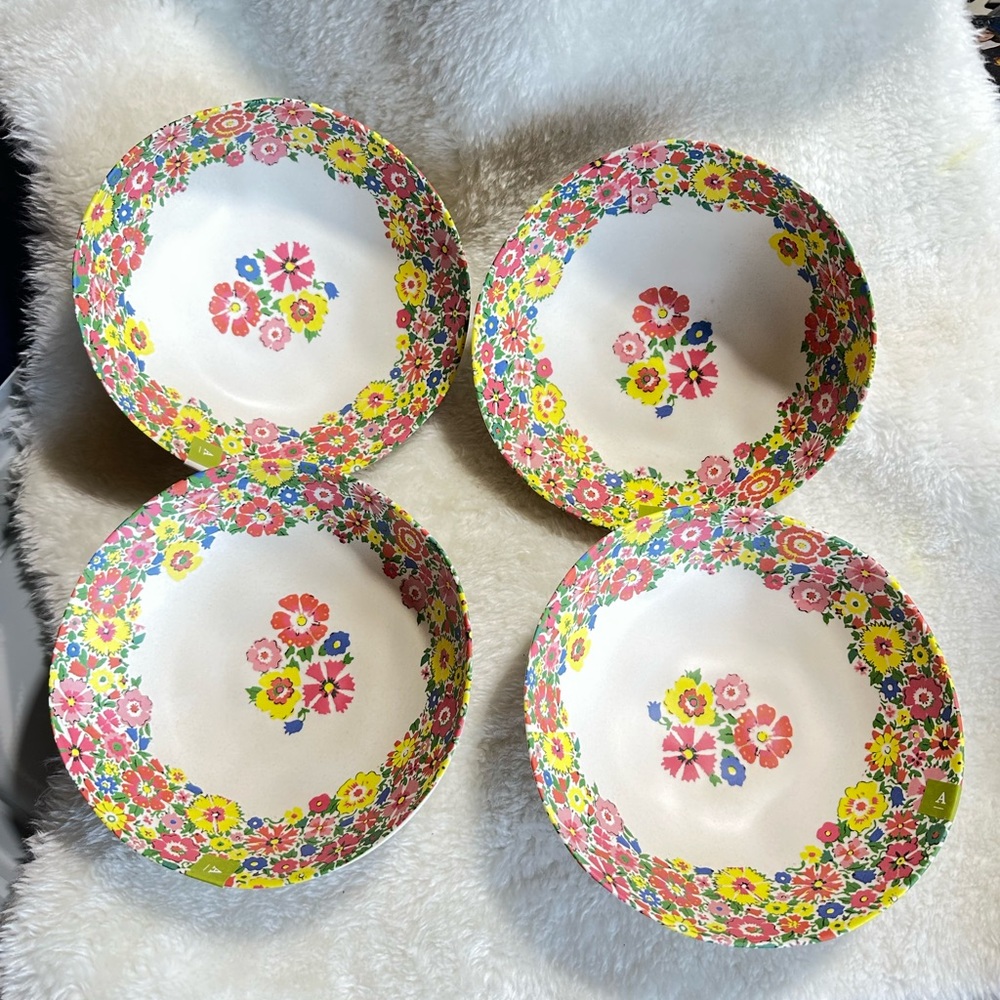 Anthropologie Bamboo Melamine Sarah Campbell Bowls - Set of 4